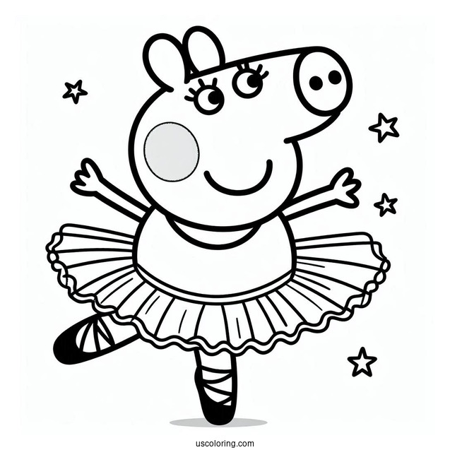 Peppa Pig Ballerina Coloring Page For Kids