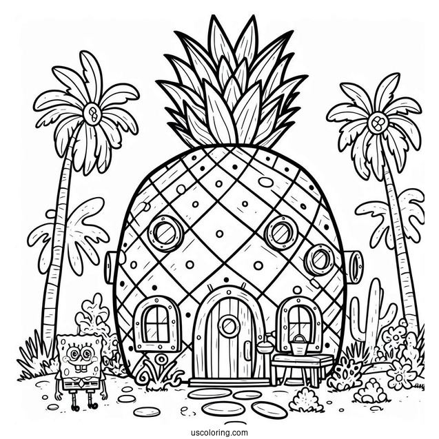 SpongeBob Pineapple House Coloring Page
