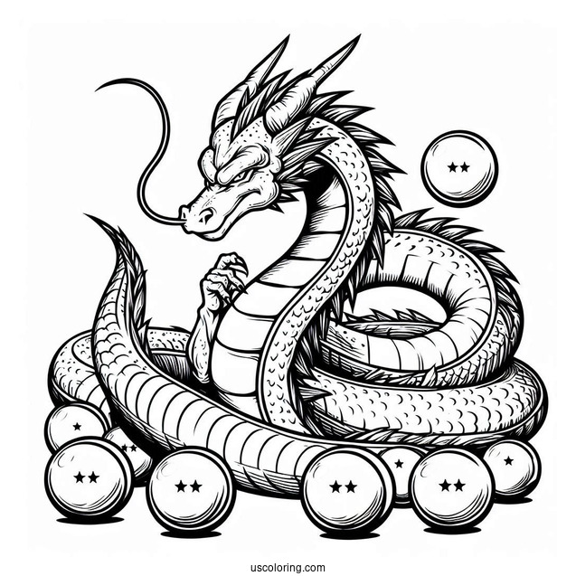 Shenron Dragon With Balls To Color