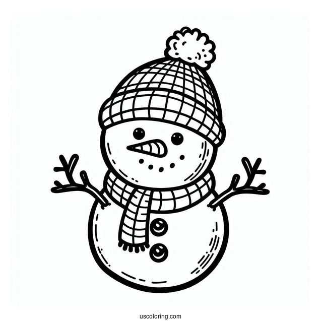 Jolly Looking Snowman To Color