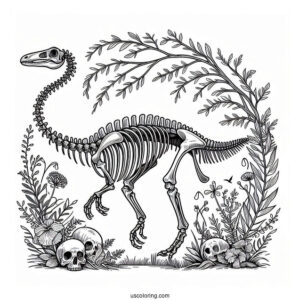 Parasaurolophus Coloring Page Skeleton