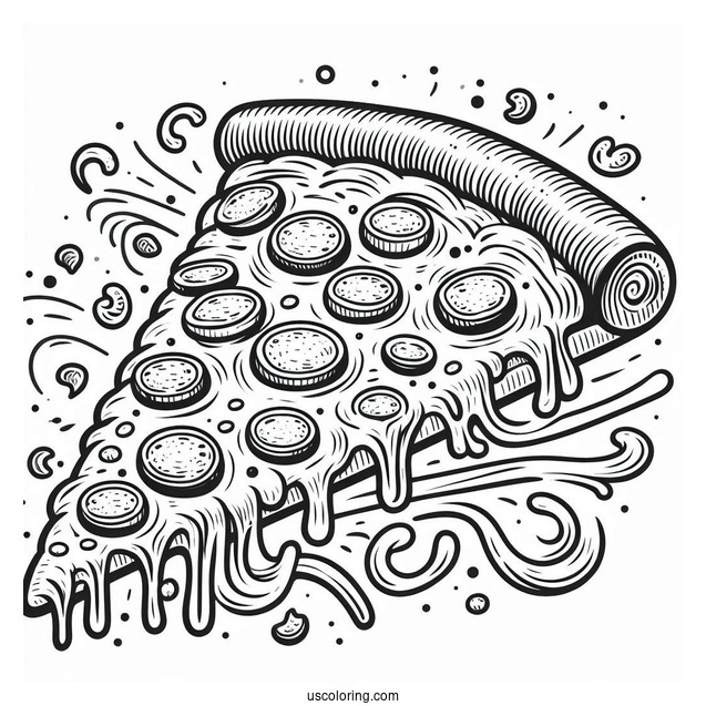 Pizza Slice With Lots Of Melting Cheese To Color