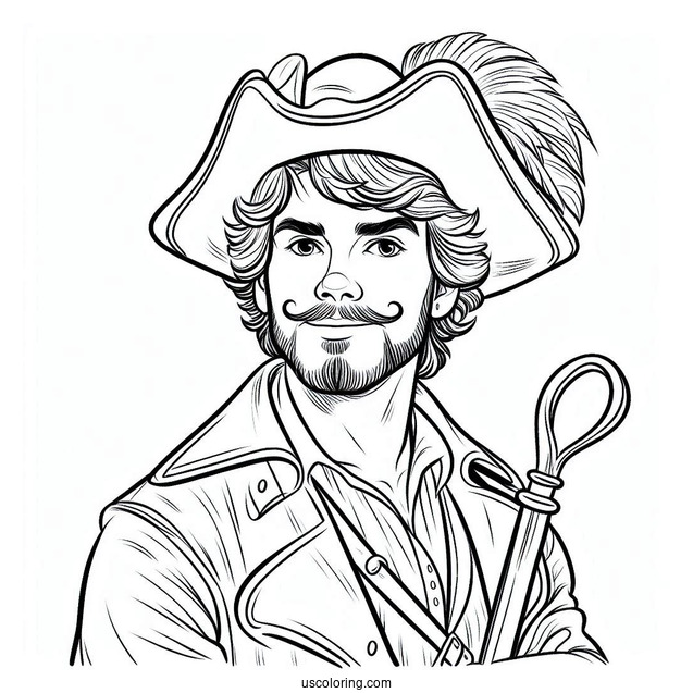 Easy Coloring Page Of Captain Hook For Kids