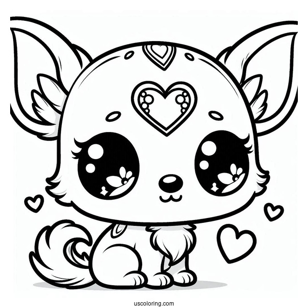Kawaii Baby Chihuahua Coloring Page With Heart For Preschoolers