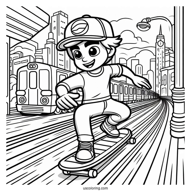 Subway Surfers Coloring Page Jake Racing Tricky