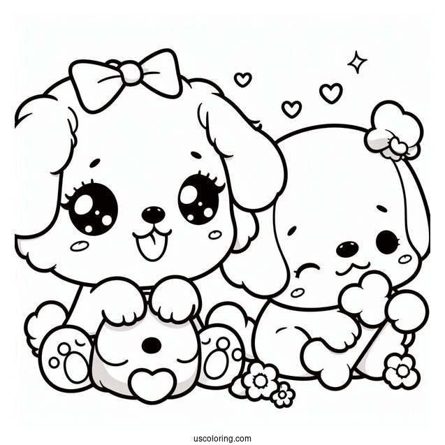 Kawaii Puppy Coloring Page For Kids