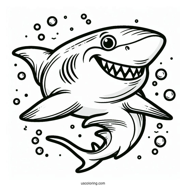 Smiling Hammerhead Shark Coloring Page