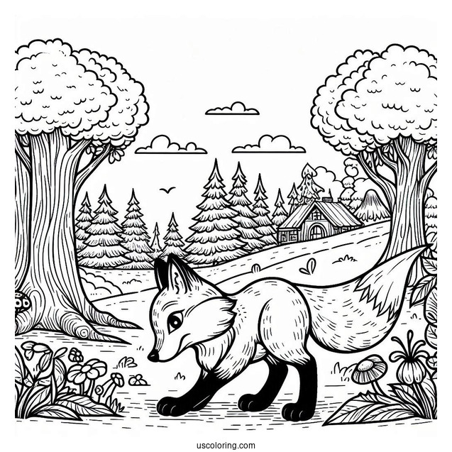 Fox Coloring Page Robin Hood In The Forest