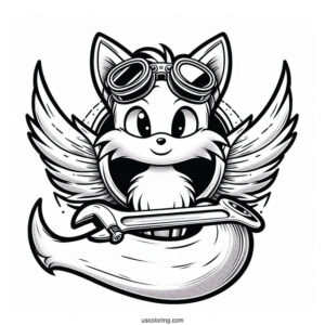 Detailed Tails Coloring Page With Goggles and Wrench