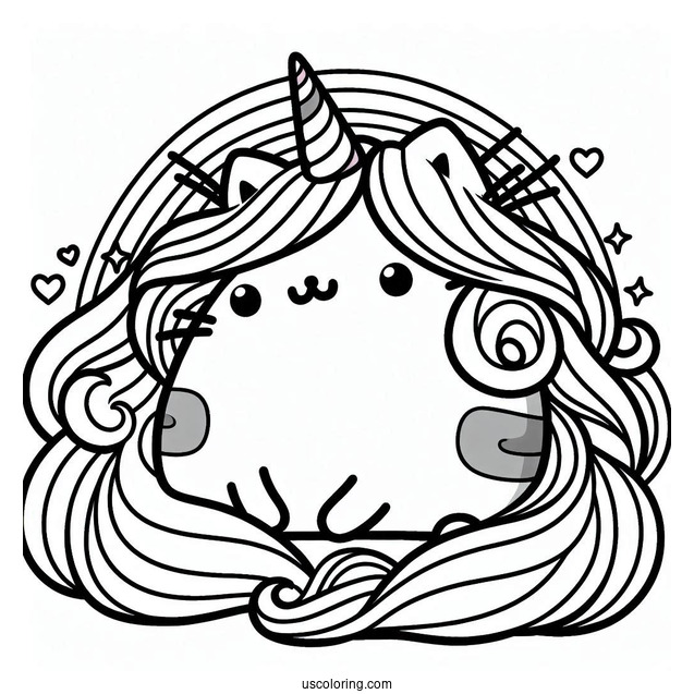 Unicorn Pusheen With Long Rainbow Hair