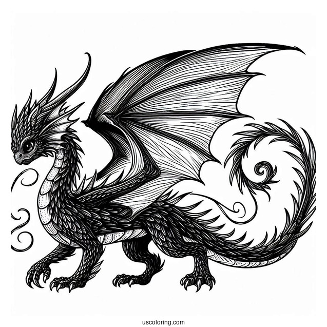 Night Fury With Long Tail And Wings Out