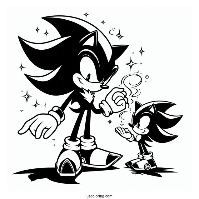 Shadow Coloring Page And Sonic Playing Side By Side
