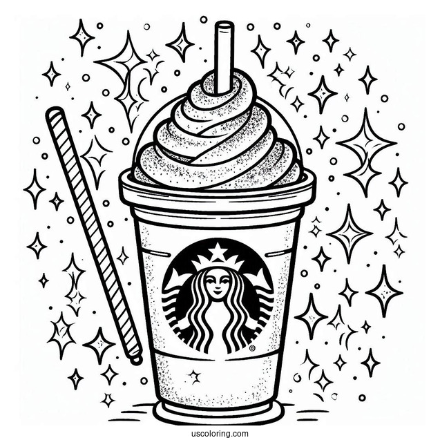 Sparkly Starbucks Coloring Page Frappe For Kids