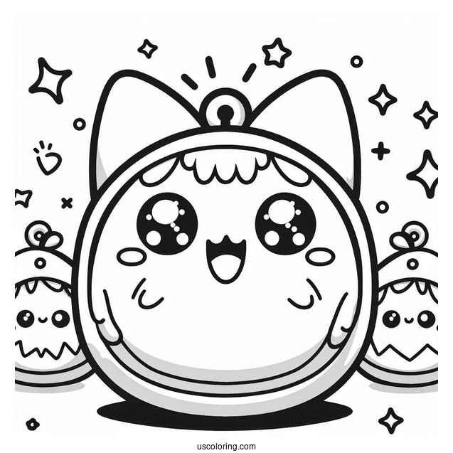 Cartoon Tamagotchi Coloring Page For Kids