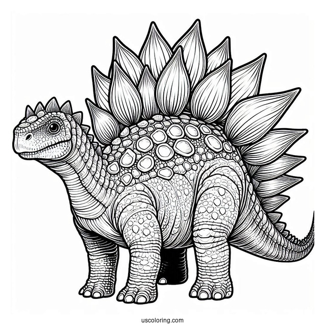 Stegosaurus Coloring Page With Detailed Skin And Dermal Plates