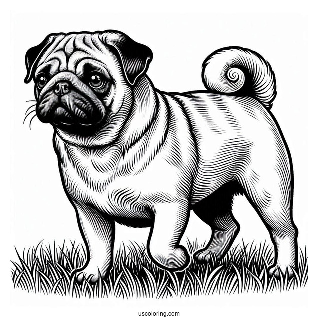 Adult Pug Walking On Grass
