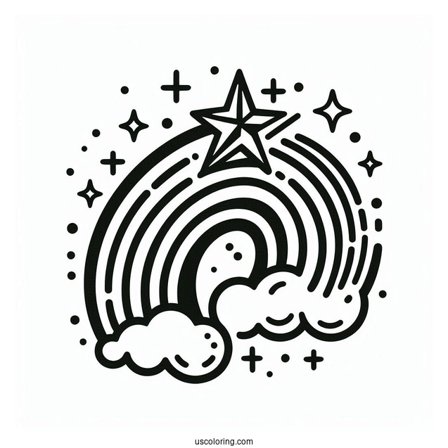 Rainbow Shooting Star Coloring Page