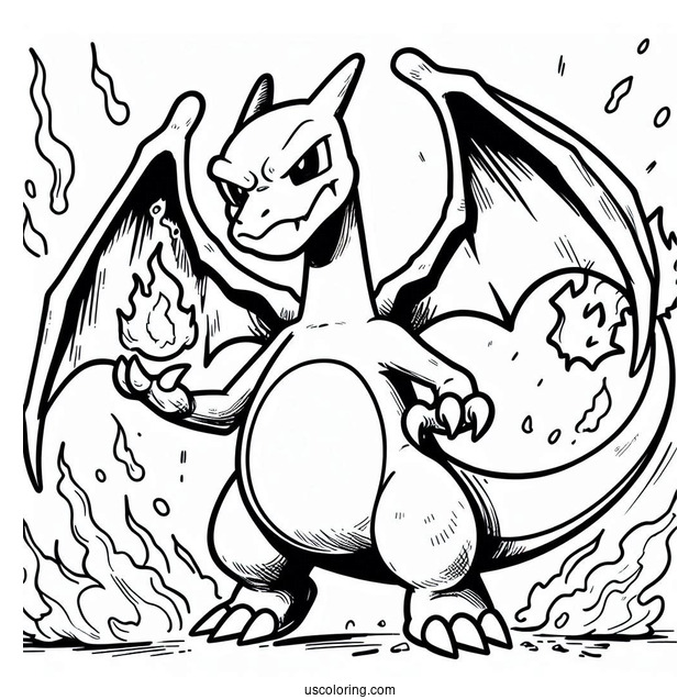 Angry Charizard Coloring In For Preschoolers