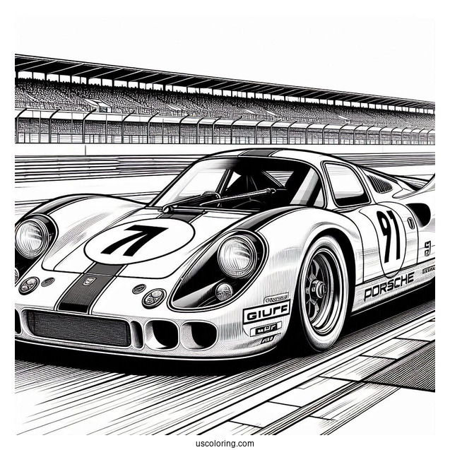 Porsche Coloring Page 917 RCR Gulf On Race Track