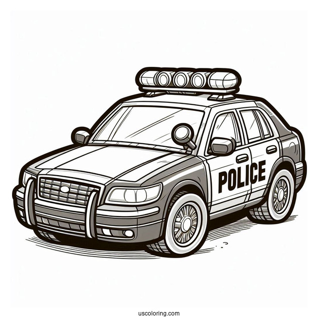Cartoon Style Police Car To Color For Kids
