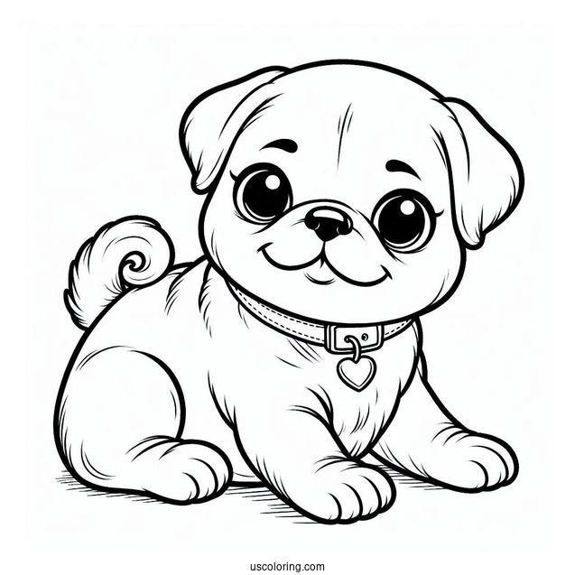 Adorable Baby Pug Coloring Sheet
