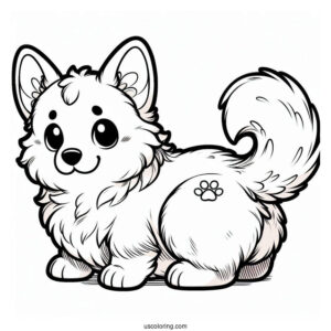 Fluffy Corgi Coloring Page Butt For Preschoolers