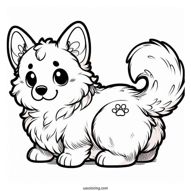 Fluffy Corgi Coloring Page Butt For Preschoolers