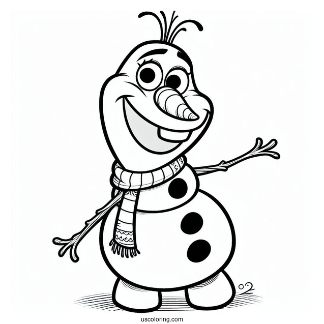 Cheerful Olaf Coloring Sheet