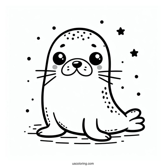 Cute Seal Coloring Page For Preschoolers
