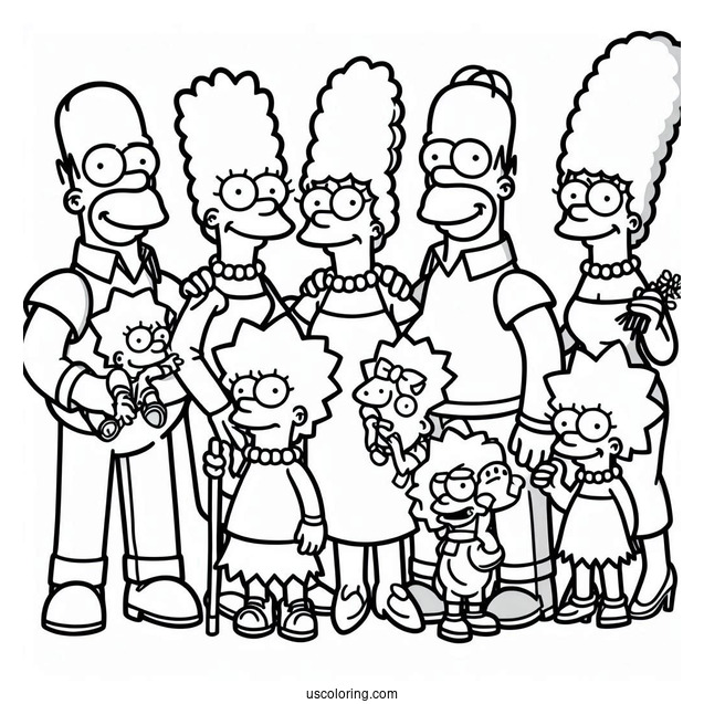 The Simpsons Family Coloring Page
