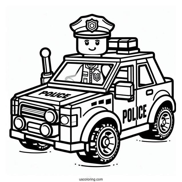 Lego Police Car Coloring Page