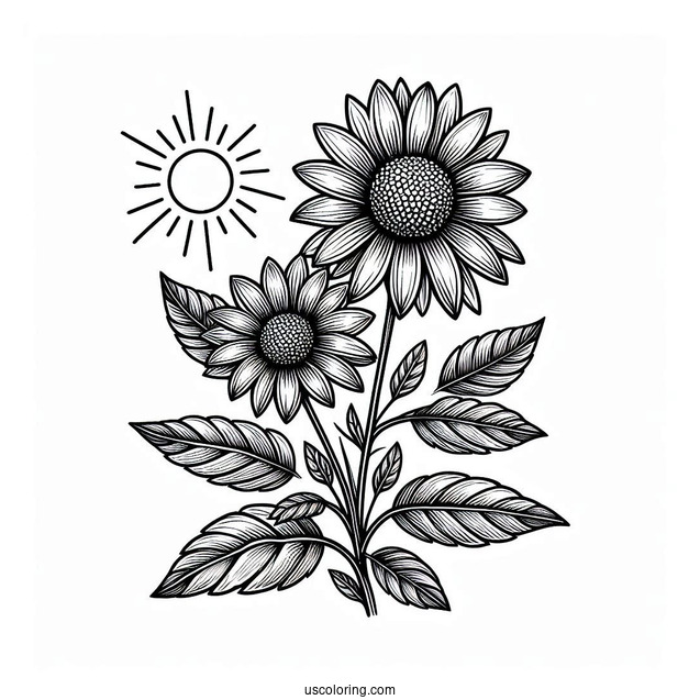 Flower Coloring Pages Of Maximilian Sunflower Under The Sun