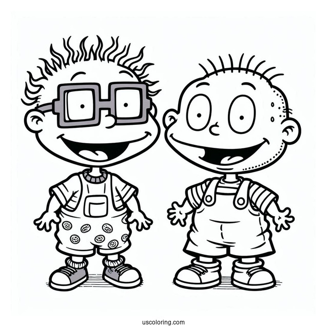 Rugrats Coloring Page Of Tommy And Chuckie Smiling Rugrats