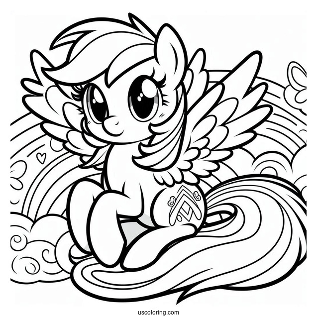 Scootaloo Sitting On Rainbow Dash Coloring Page