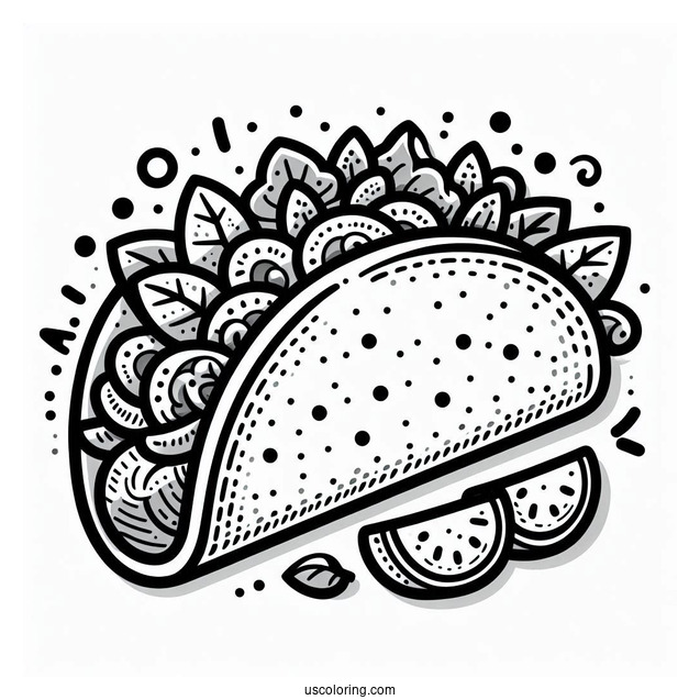 Easy Taco Coloring Page Outline For Preschoolers