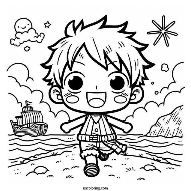 Chibi Luffy Coloring Page For Preschoolers