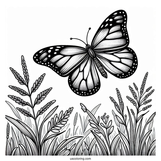 Monarch Butterfly Hovering On Grass