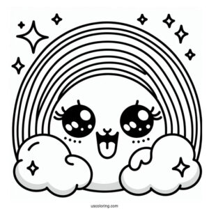 Green Rainbow Friends Coloring Page With Sparkling Eyes And Tongue Out