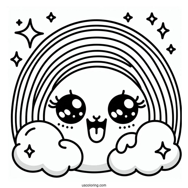 Green Rainbow Friends Coloring Page With Sparkling Eyes And Tongue Out