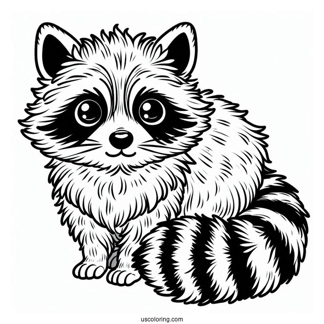 Furry Raccoon Coloring Page For Kids