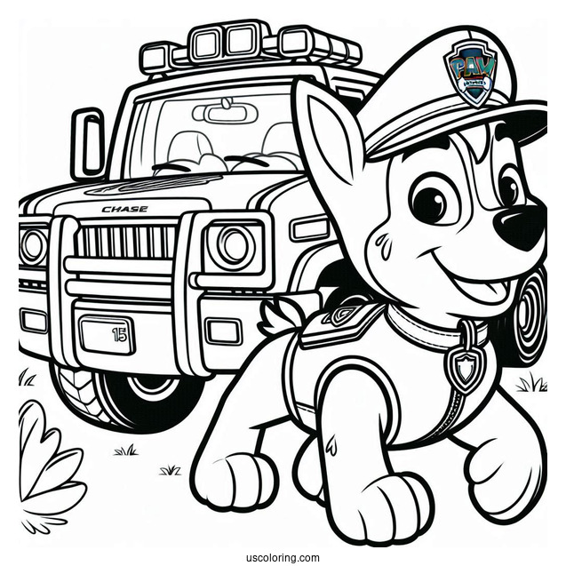 Coloring Page Of Chase In Police Truck
