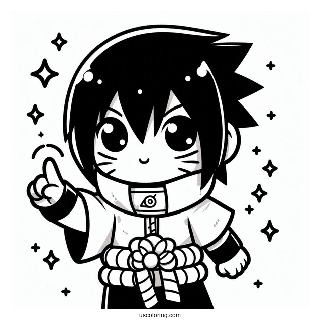 Kawaii Uchiha Sasuke Coloring Page For Preschoolers