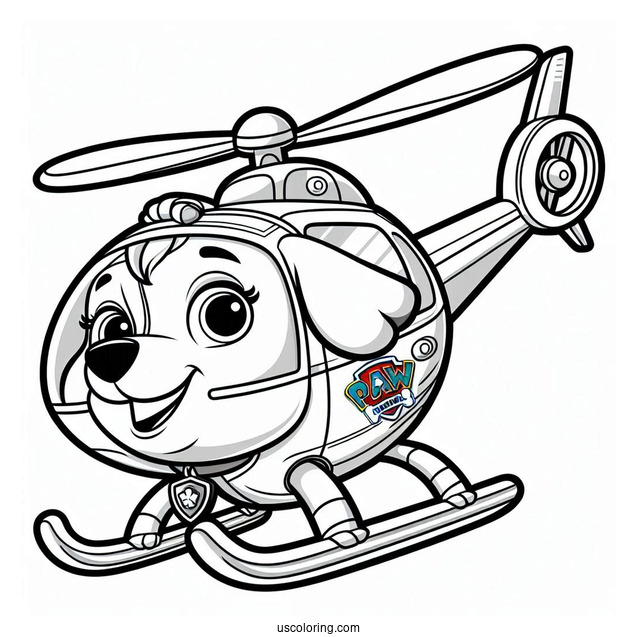 Skye In Helicopter From Paw Patrol To Color
