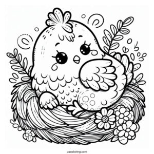 Adorable Chicken Sitting On Nest