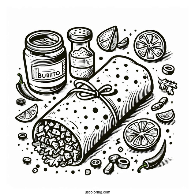 Mexican Burritos Coloring Page