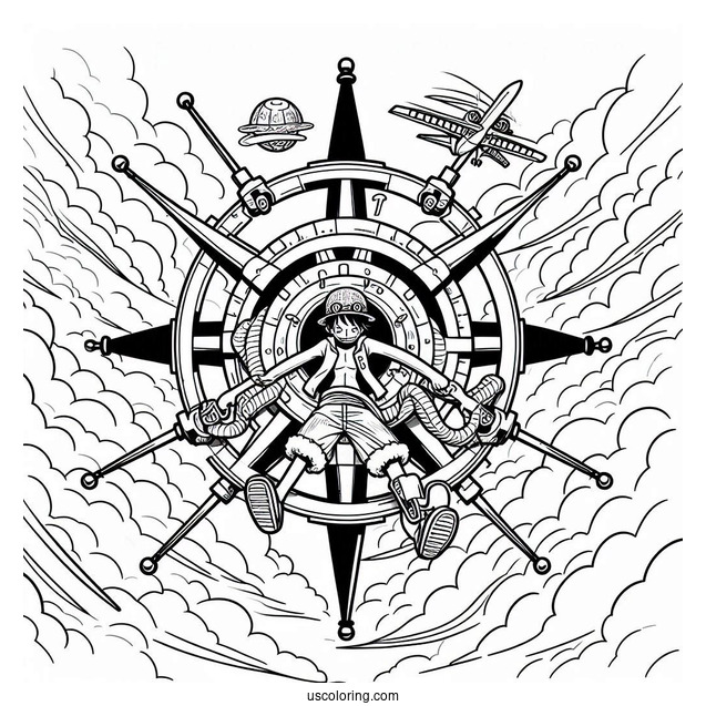 Luffy Coloring Page Boundman Gear In The Sky