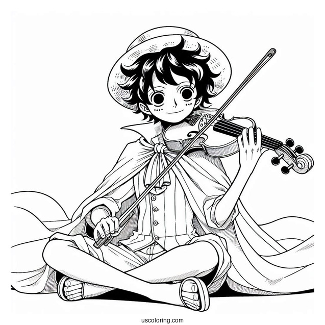 One Piece Coloring Page Of Brook Playing Violin