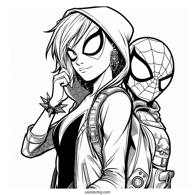 Punk Miles Morales And Spider-Gwen Coloring Page