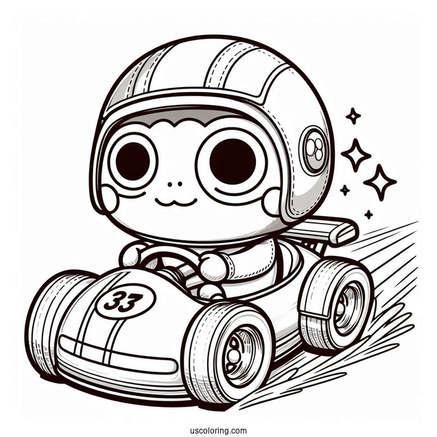 Detailed Pororo Coloring Page Of Crong In A Race Car