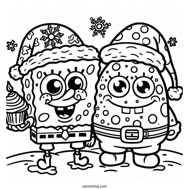 SpongeBob And Patrik Dressed Up As Santa For Christmas